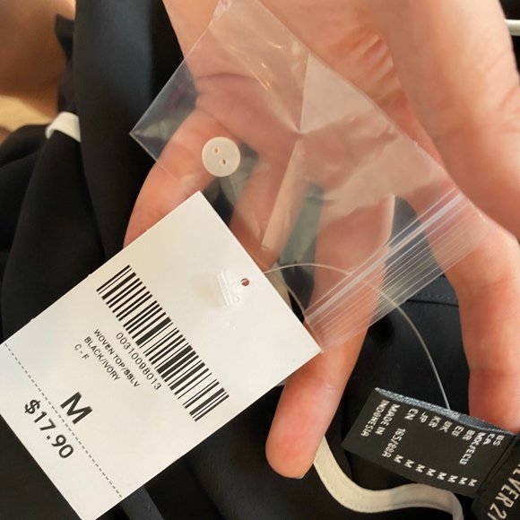 Black Blouse with White Piping - Picture 3 of 7